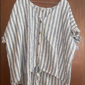 Chic soul boutique blue striped top, size 3xl